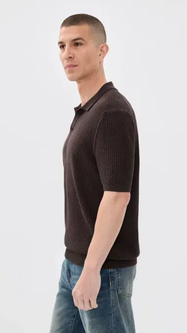BOSS Natalo Knit Polo Top Dark Brown L | Thumbnail 4