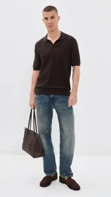 BOSS Natalo Knit Polo Top Dark Brown L | Thumbnail 5