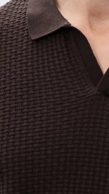 BOSS Natalo Knit Polo Top Dark Brown L | Thumbnail 6