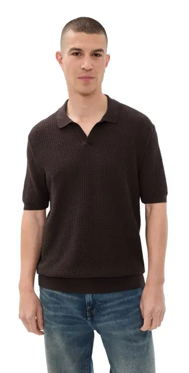 BOSS Natalo Knit Polo Top Dark Brown L | Thumbnail 1