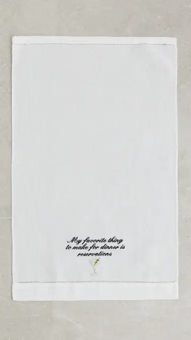 Abbode Dinner Reservations Tea Towel White One Size | Thumbnail 3