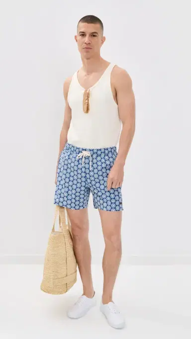 Faherty All Day Trunks 6 Blue Cream uns | Thumbnail 5