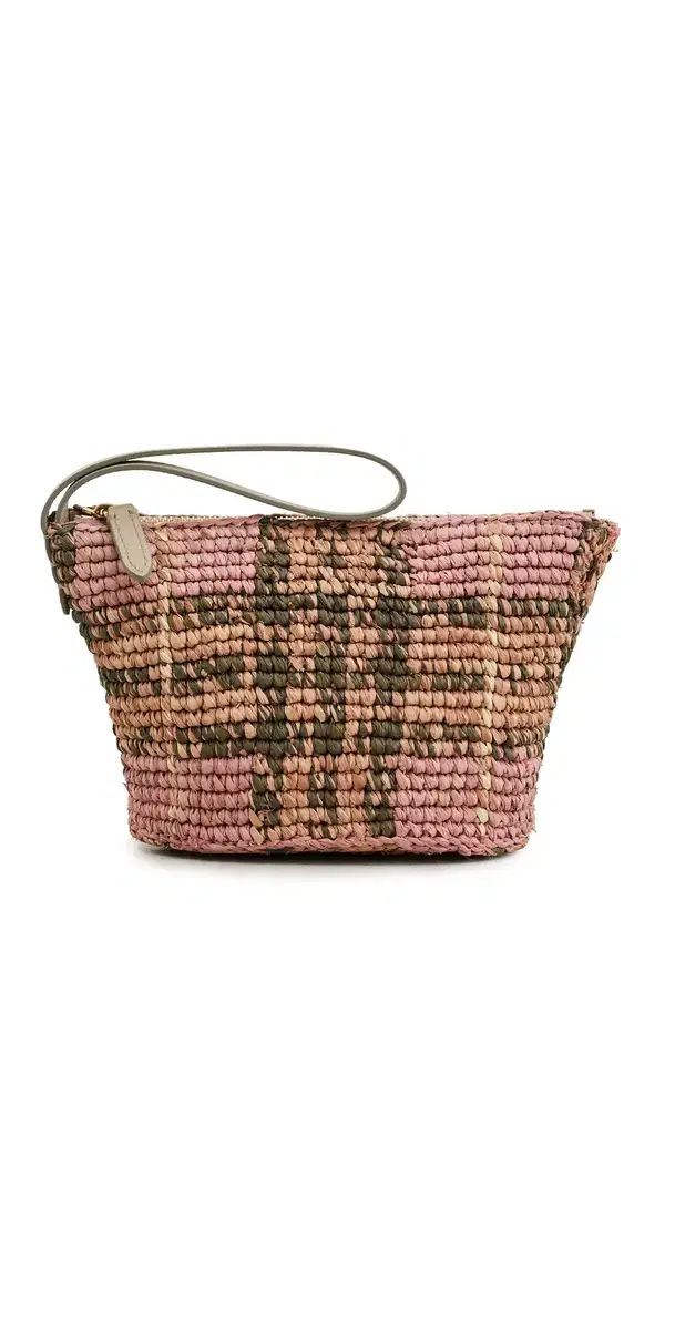 Burberry Margate Raffia Pouch Pink One Size