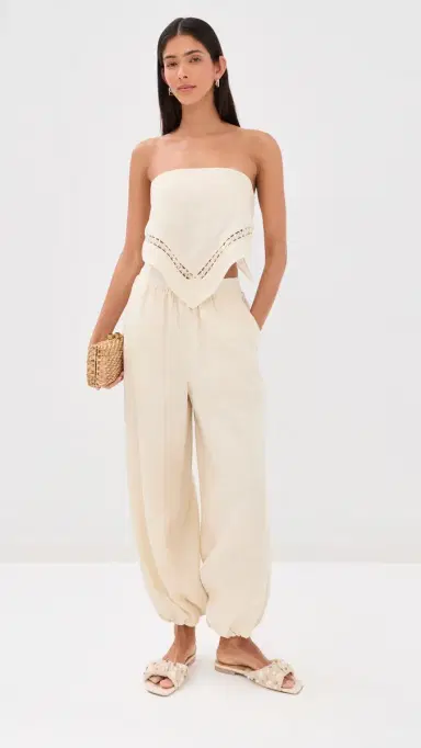 Simkhai Selah Linen Lace Balloon Pants Sand | Thumbnail 5 Simkhai Selah Linen Lace Balloon Pants Sand | Thumbnail 5
