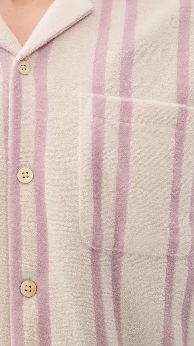 Faherty Cabana Towel Terry Shirt Pink prings Stripe | Thumbnail 6