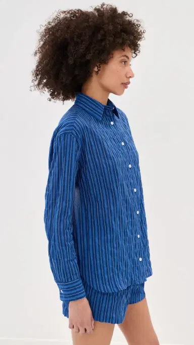 LE BOP Kali Tie Back Button Down Blue Stripe | Thumbnail 4 LE BOP Kali Tie Back Button Down Blue Stripe | Thumbnail 4
