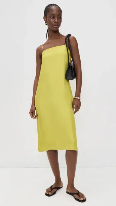 Comme Si Everyday Silk Dress Chartreuse S | Thumbnail 2