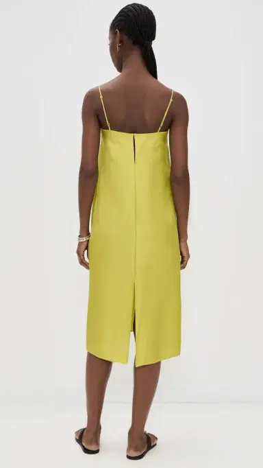 Comme Si Everyday Silk Dress Chartreuse S | Thumbnail 3