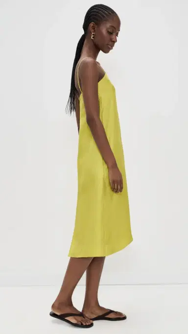 Comme Si Everyday Silk Dress Chartreuse S | Thumbnail 4