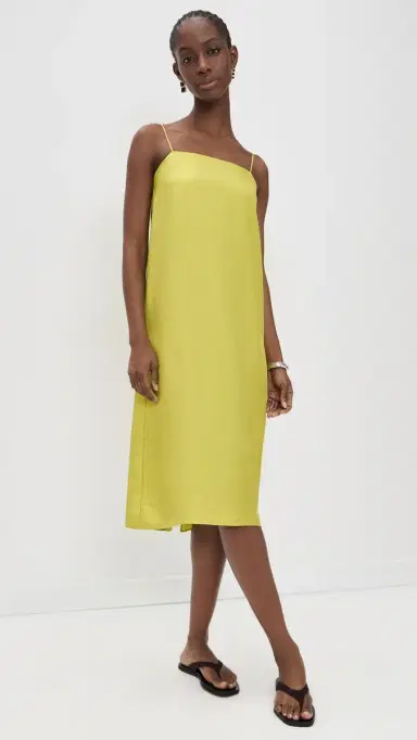 Comme Si Everyday Silk Dress Chartreuse S | Thumbnail 5