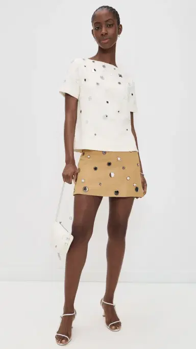 Tanya Taylor Ari Skirt Dark Khaki | Thumbnail 5 Tanya Taylor Ari Skirt Dark Khaki | Thumbnail 5