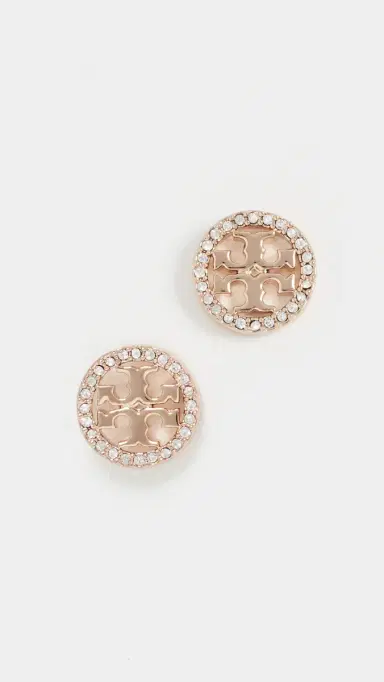 Tory Burch Icon Pavé Circle Stud Earrings | Thumbnail 4