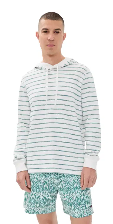 Faherty Sunwashed Slub Hoodie White Biscayne Stripe | Thumbnail 1 Faherty Sunwashed Slub Hoodie White Biscayne Stripe | Thumbnail 1