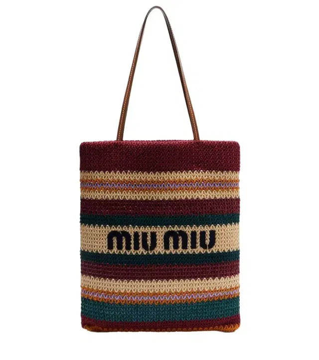 Miu Miu Woven raffia-effect shopper