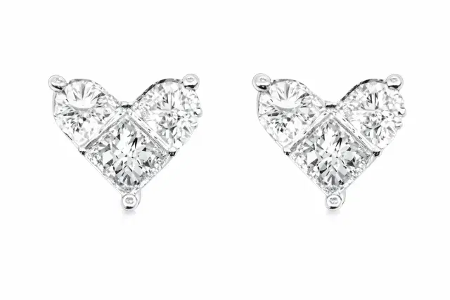 Wish Fine Jewelry 0.8ct Diamond 18K Gold Heart Shaped Stud Earrings