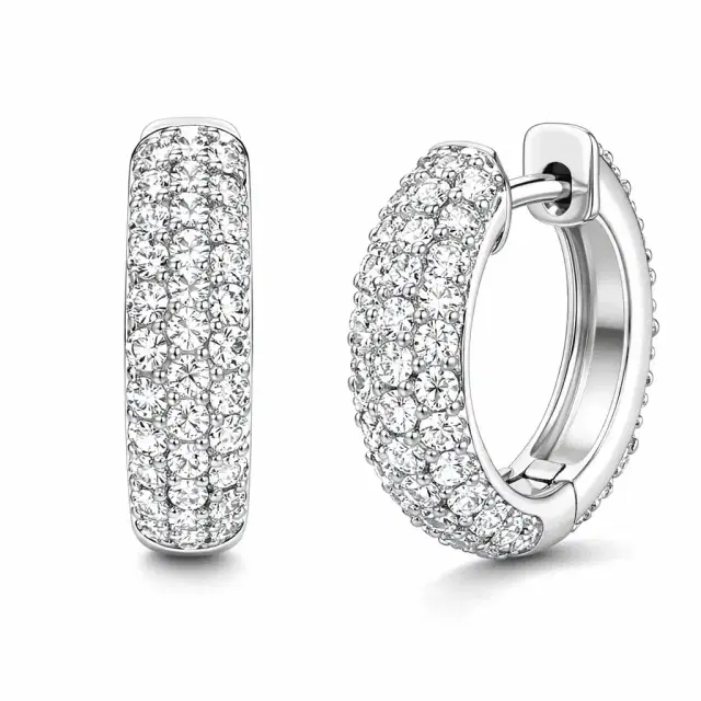 Wish Fine Jewelry 2.00ct Diamond 18K Gold Pave Hoops Earrings