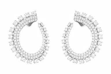 Wish Fine Jewelry 2.24ct Diamond 18K Gold Curved Earrings | Thumbnail 1