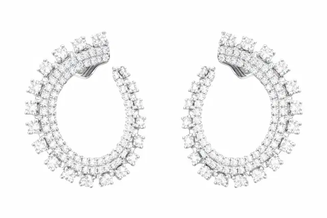 Wish Fine Jewelry 2.24ct Diamond 18K Gold Curved Earrings