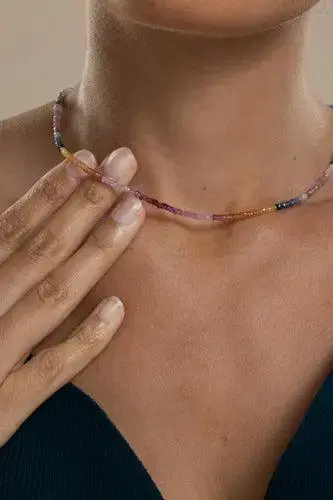 LIZZIE FORTUNATO FINE Shaded Pastel Sapphire Tiny Beaded Necklace | Thumbnail 4 LIZZIE FORTUNATO FINE Shaded Pastel Sapphire Tiny Beaded Necklace | Thumbnail 4