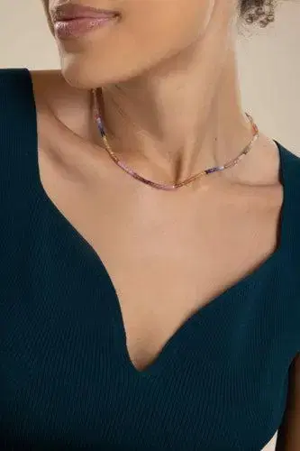 LIZZIE FORTUNATO FINE Shaded Pastel Sapphire Tiny Beaded Necklace | Thumbnail 5 LIZZIE FORTUNATO FINE Shaded Pastel Sapphire Tiny Beaded Necklace | Thumbnail 5