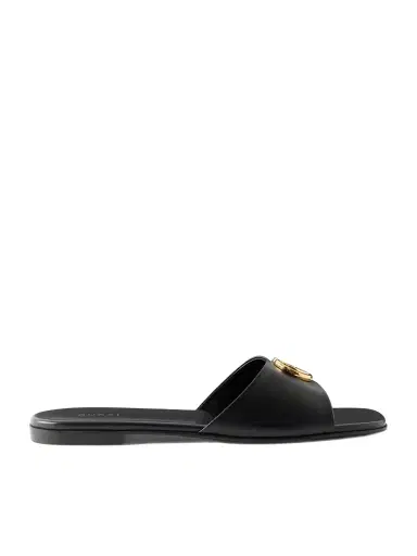 Gucci Logo-embellished Leather Slides | Thumbnail 1 Gucci Logo-embellished Leather Slides | Thumbnail 1