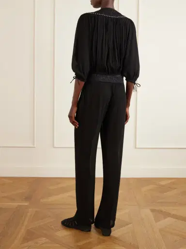 Isabel Marant Guylene Lace-trimmed Silk-crepe Straight-leg Pants | Thumbnail 3 Isabel Marant Guylene Lace-trimmed Silk-crepe Straight-leg Pants | Thumbnail 3
