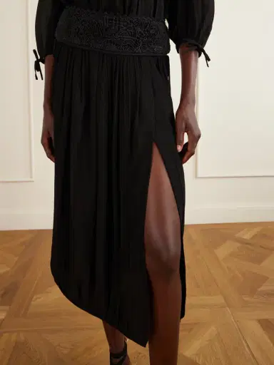 Isabel Marant Nilma Lace-trimmed Silk Midi Skirt | Thumbnail 4