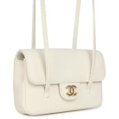 Chanel Chanel Mini Preppy Coco Clutch with Straps White Shiny Caviar Brushed Gold Hardware | Thumbnail 2