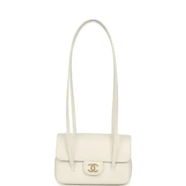 Chanel Chanel Mini Preppy Coco Clutch with Straps White Shiny Caviar Brushed Gold Hardware | Thumbnail 7
