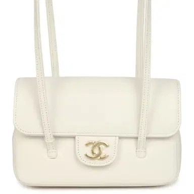 Chanel Chanel Mini Preppy Coco Clutch with Straps White Shiny Caviar Brushed Gold Hardware | Thumbnail 1