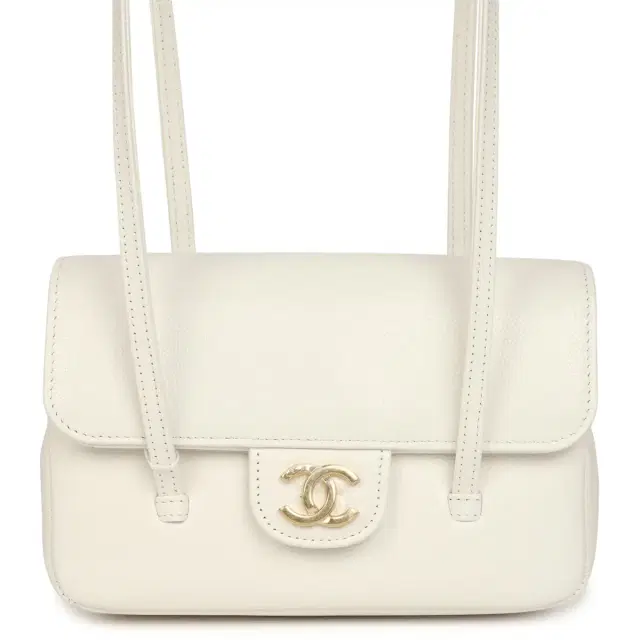 Chanel Mini Preppy Coco Clutch with Straps White Shiny Caviar Brushed Gold Hardware