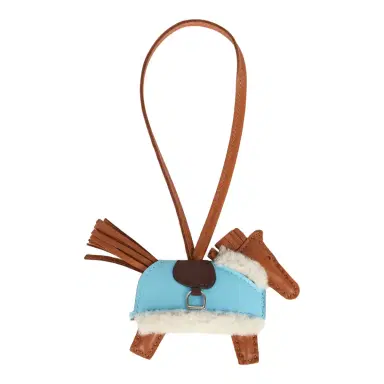 HERMÈS Hermes Rodeo Robeo Plush Charm PM Gold, Celeste, Terre Milo Lambskin and Ecru Merino Wool Palladium Hardware | Thumbnail 2 HERMÈS Hermes Rodeo Robeo Plush Charm PM Gold, Celeste, Terre Milo Lambskin and Ecru Merino Wool Palladium Hardware | Thumbnail 2
