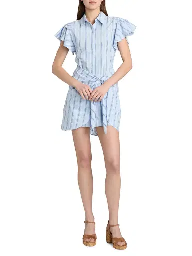 Cinq à Sept Women's Charmine Striped Mini Shirtdress - Blue Multi | Thumbnail 2 Cinq à Sept Women's Charmine Striped Mini Shirtdress - Blue Multi | Thumbnail 2
