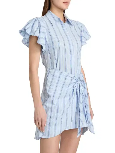 Cinq à Sept Women's Charmine Striped Mini Shirtdress - Blue Multi | Thumbnail 4 Cinq à Sept Women's Charmine Striped Mini Shirtdress - Blue Multi | Thumbnail 4