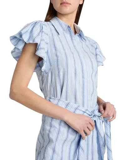 Cinq à Sept Women's Charmine Striped Mini Shirtdress - Blue Multi | Thumbnail 6 Cinq à Sept Women's Charmine Striped Mini Shirtdress - Blue Multi | Thumbnail 6