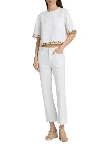 Cinq à Sept Women's Asa Sunflare Floral Crop Top | Thumbnail 2 Cinq à Sept Women's Asa Sunflare Floral Crop Top | Thumbnail 2