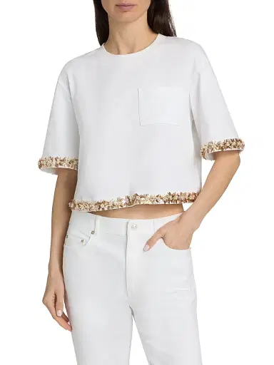 Cinq à Sept Women's Asa Sunflare Floral Crop Top | Thumbnail 3 Cinq à Sept Women's Asa Sunflare Floral Crop Top | Thumbnail 3