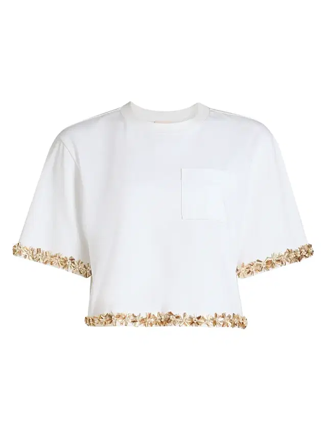 Cinq à Sept Women's Asa Sunflare Floral Crop Top - White