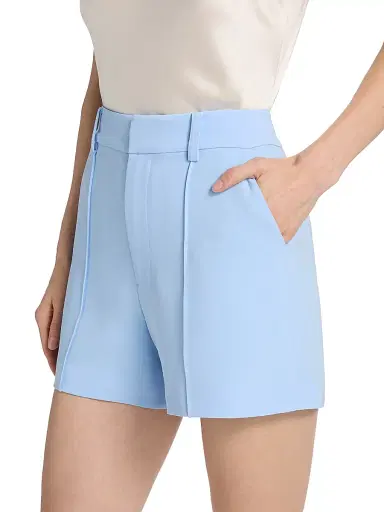 Cinq à Sept Women's Gabbi Pintuck High-Rise Shorts - Blue Wisteria - Size 14 | Thumbnail 4