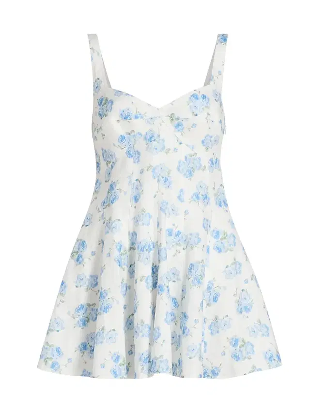 LoveShackFancy Women's Nabi Floral Linen A-Line Minidress - Blue Marina