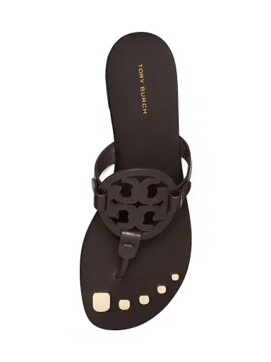 Tory Burch Women's Miller Logo Leather Sandals - Cocoa - Size 9.5 | Thumbnail 3