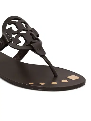 Tory Burch Women's Miller Logo Leather Sandals - Cocoa - Size 9.5 | Thumbnail 4
