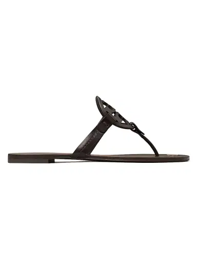Tory Burch Women's Miller Logo Leather Sandals - Cocoa - Size 9.5 | Thumbnail 1