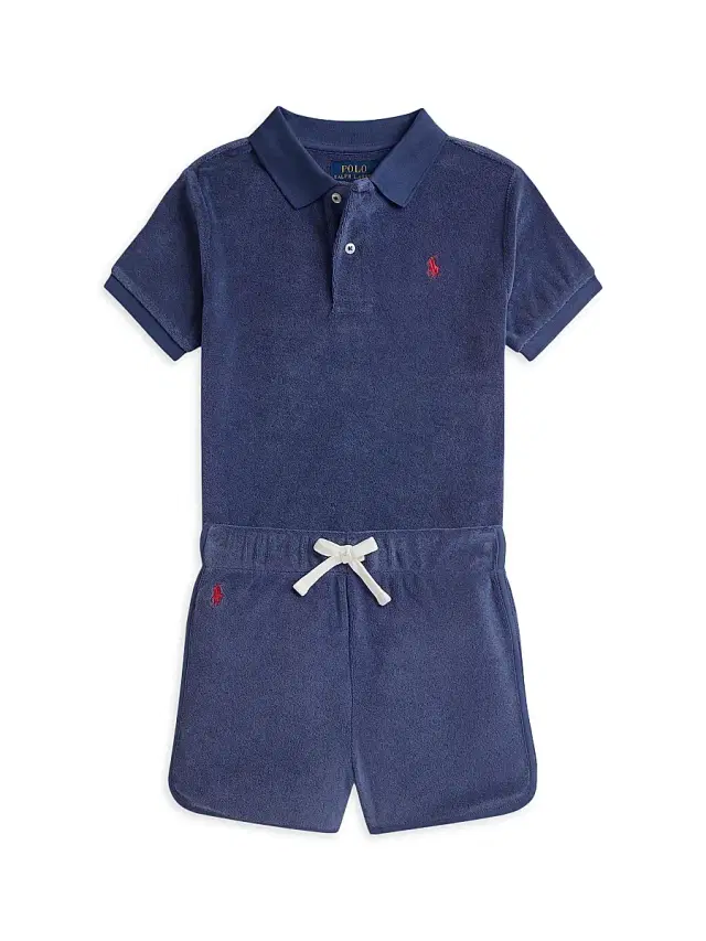 Polo Ralph Lauren Little Boy's Terry Polo Shirt & Shorts Set - Light Navy