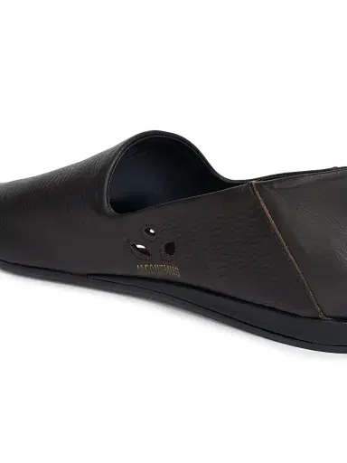 Jacquemus Men's Les Pantoufles Leather Flats - Dark Brown | Thumbnail 6
