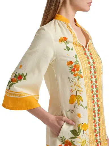 VERANDAH Women's Ammama Garden Cotton-Linen Minidress - Ivory Multi Floral Panel - Size XL | Thumbnail 6 VERANDAH Women's Ammama Garden Cotton-Linen Minidress - Ivory Multi Floral Panel - Size XL | Thumbnail 6
