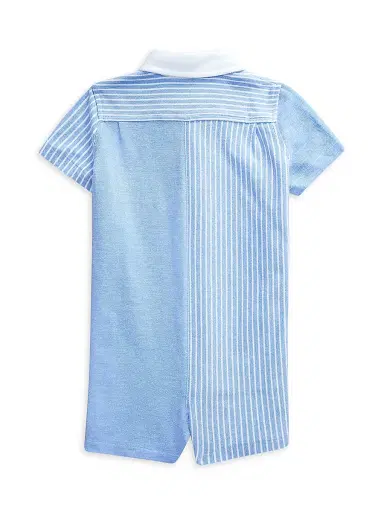Polo Ralph Lauren Baby Boy's Striped Cotton Shortalls - Blue 6 Months | Thumbnail 2 Polo Ralph Lauren Baby Boy's Striped Cotton Shortalls - Blue 6 Months | Thumbnail 2
