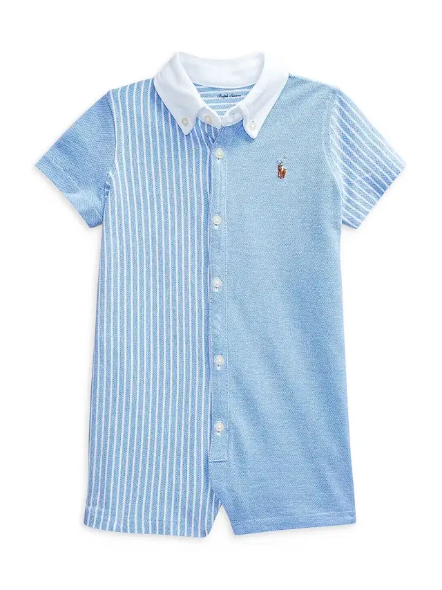 Polo Ralph Lauren Baby Boy's Striped Cotton Shortalls - Blue 6 Months