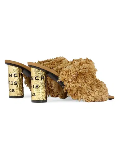 Givenchy Women's Tape Heeled Mules with Raffia-Effect Fringes - Natural - Size 10 | Thumbnail 4 Givenchy Women's Tape Heeled Mules with Raffia-Effect Fringes - Natural - Size 10 | Thumbnail 4