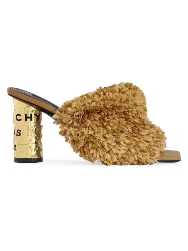 Givenchy Women's Tape Heeled Mules with Raffia-Effect Fringes - Natural - Size 10 | Thumbnail 1 Givenchy Women's Tape Heeled Mules with Raffia-Effect Fringes - Natural - Size 10 | Thumbnail 1